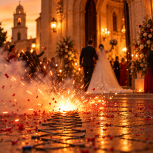 Traca en la salida de una boda